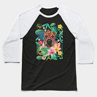 Tropical Chocolate Shar Pei Baseball T-Shirt